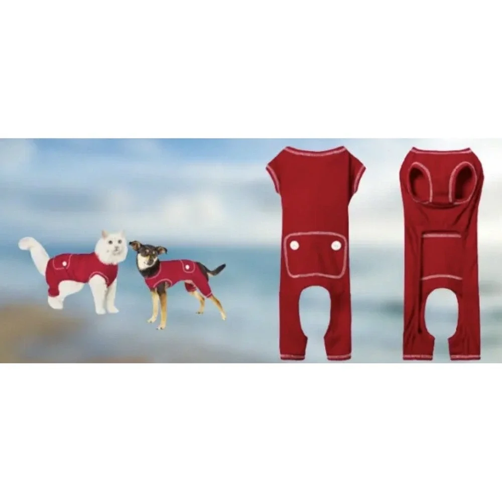 Wonder Shop Red Dog‎ and Cat Union Suit Christmas Holiday Pajamas Small NWT